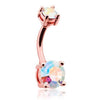 Heritage Aurora Gem Belly Button Ring with Rose Gold Plating