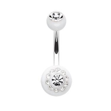 The Gem Dial Belly Bar - Fixed (non-dangle) Belly Bar. Navel Rings Australia.