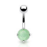Natural Jade Stone Belly Ring - Fixed (non-dangle) Belly Bar. Navel Rings Australia.