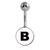 Printed Alphabet Letter Initial Belly Bars - Basic Curved Barbell. Navel Rings Australia.