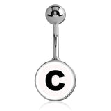 Printed Alphabet Letter Initial Belly Bars - Basic Curved Barbell. Navel Rings Australia.