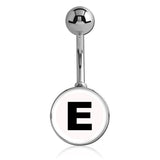 Printed Alphabet Letter Initial Belly Bars - Basic Curved Barbell. Navel Rings Australia.