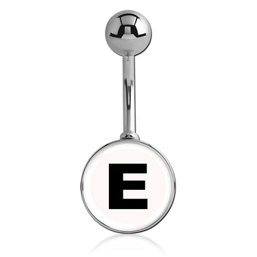Printed Alphabet Letter Initial Belly Bars - Basic Curved Barbell. Navel Rings Australia.