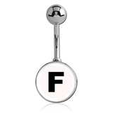 Printed Alphabet Letter Initial Belly Bars - Basic Curved Barbell. Navel Rings Australia.