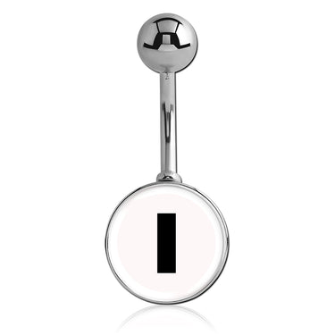 Printed Alphabet Letter Initial Belly Bars - Basic Curved Barbell. Navel Rings Australia.
