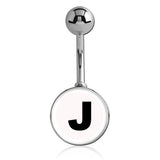 Printed Alphabet Letter Initial Belly Bars - Basic Curved Barbell. Navel Rings Australia.