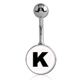 Printed Alphabet Letter Initial Belly Bars - Basic Curved Barbell. Navel Rings Australia.