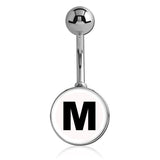 Printed Alphabet Letter Initial Belly Bars - Basic Curved Barbell. Navel Rings Australia.