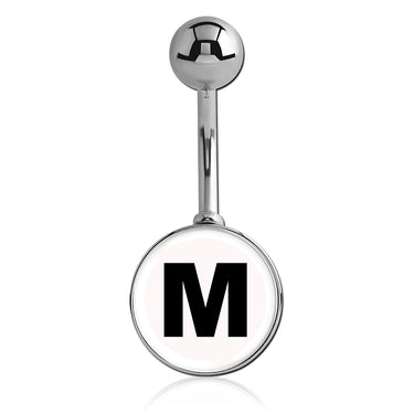 Printed Alphabet Letter Initial Belly Bars - Basic Curved Barbell. Navel Rings Australia.