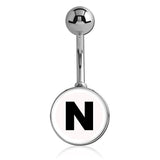 Printed Alphabet Letter Initial Belly Bars - Basic Curved Barbell. Navel Rings Australia.
