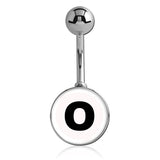 Printed Alphabet Letter Initial Belly Bars - Basic Curved Barbell. Navel Rings Australia.