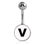 Printed Alphabet Letter Initial Belly Bars - Basic Curved Barbell. Navel Rings Australia.