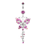 Papilio Butterfly Journey Belly Bar - Dangling Belly Ring. Navel Rings Australia.