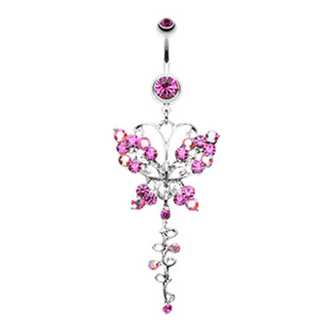 Papilio Butterfly Journey Belly Bar - Dangling Belly Ring. Navel Rings Australia.