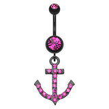 Captain Flatouts Black Diamond Anchor Belly Ring - Dangling Belly Ring. Navel Rings Australia.