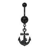 Black Bounty Anchor Belly Piercing - Dangling Belly Ring. Navel Rings Australia.