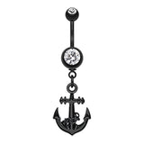 Black Bounty Anchor Belly Piercing - Dangling Belly Ring. Navel Rings Australia.