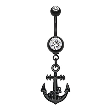 Black Bounty Anchor Belly Piercing - Dangling Belly Ring. Navel Rings Australia.