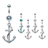 Ships Ahoy Anchor Belly Bar - Dangling Belly Ring. Navel Rings Australia.