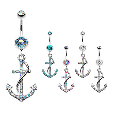 Ships Ahoy Anchor Belly Bar - Dangling Belly Ring. Navel Rings Australia.