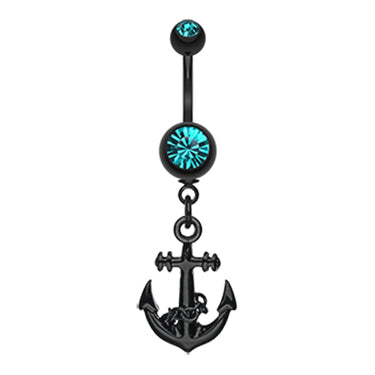 Black Bounty Anchor Belly Piercing - Dangling Belly Ring. Navel Rings Australia.