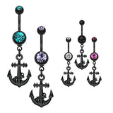 Black Bounty Anchor Belly Piercing - Dangling Belly Ring. Navel Rings Australia.