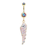Malaikat Angel Dangly Navel Ring in Gold - Dangling Belly Ring. Navel Rings Australia.