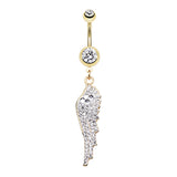 Malaikat Angel Dangly Navel Ring in Gold - Dangling Belly Ring. Navel Rings Australia.