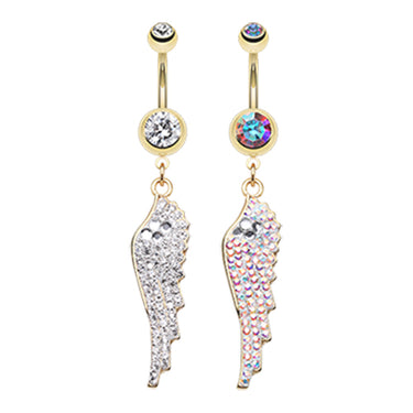 Malaikat Angel Dangly Navel Ring in Gold - Dangling Belly Ring. Navel Rings Australia.