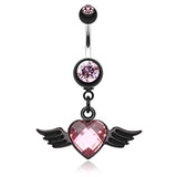 Iridescent Angel Wing Navel Ring - Dangling Belly Ring. Navel Rings Australia.