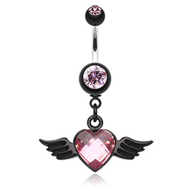 Iridescent Angel Wing Navel Ring - Dangling Belly Ring. Navel Rings Australia.