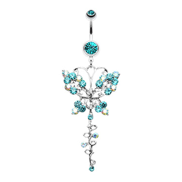 Papilio Butterfly Journey Belly Bar - Dangling Belly Ring. Navel Rings Australia.