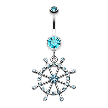 Caribbean Boat Wheel Belly Dangle - Dangling Belly Ring. Navel Rings Australia.
