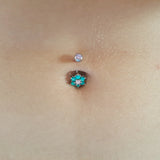 Astrid's Tantalising Bloom Belly Ring with Rose Gold Plating - Fixed (non-dangle) Belly Bar. Navel Rings Australia.