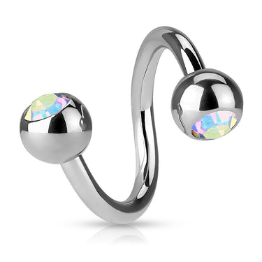 Extra Small 16G Gem Spiral Twist Belly Rings - Spiral Twister Twistie. Navel Rings Australia.