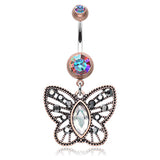 Earth Hippy Butterfly Belly Ring - Dangling Belly Ring. Navel Rings Australia.
