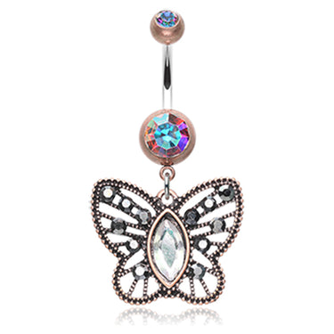 Earth Hippy Butterfly Belly Ring - Dangling Belly Ring. Navel Rings Australia.