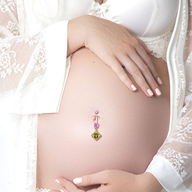 Jewelled Baby On Board Maternity Belly Ring - Maternity Belly Ring. Navel Rings Australia.