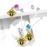 Jewelled Baby On Board Maternity Belly Ring - Maternity Belly Ring. Navel Rings Australia.