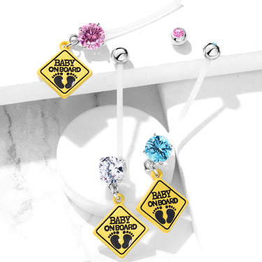 Jewelled Baby On Board Maternity Belly Ring - Maternity Belly Ring. Navel Rings Australia.