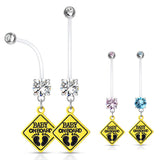 Jewelled Baby On Board Maternity Belly Ring - Maternity Belly Ring. Navel Rings Australia.