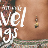 Balinese Elephant Navel Bar with Gold Plating - Dangling Belly Ring. Navel Rings Australia.