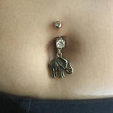 Bali Safari Elephant Belly Piercing Ring - Dangling Belly Ring. Navel Rings Australia.