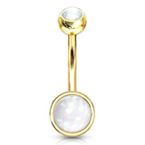 Misty Empress Disc Belly Bar with Gold Plating - Basic Curved Barbell. Navel Rings Australia.