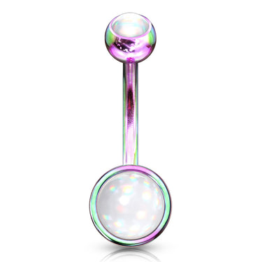 Misty Empress Disc Belly Bar with Titanium Plating - Basic Curved Barbell. Navel Rings Australia.