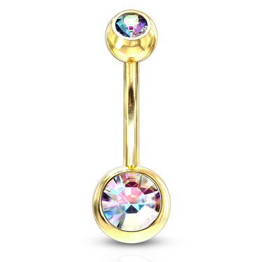 Classique Gem Belly Bars with Gold Plating - Basic Curved Barbell. Navel Rings Australia.