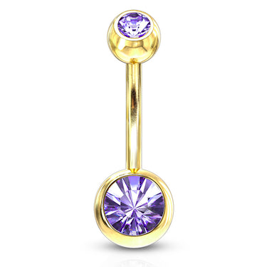 Classique Gem Belly Bars with Gold Plating - Basic Curved Barbell. Navel Rings Australia.