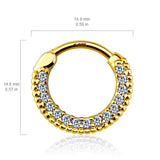 Braided Gem Pave Septum & Daith Hoop in 14K Gold - Septum. Navel Rings Australia.