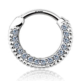 Braided Gem Pave Septum & Daith Hoop in White Gold - Septum. Navel Rings Australia.
