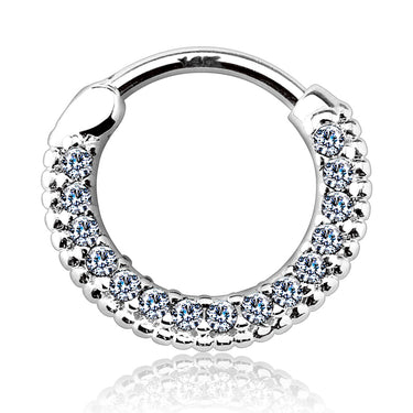 Braided Gem Pave Septum & Daith Hoop in White Gold - Septum. Navel Rings Australia.